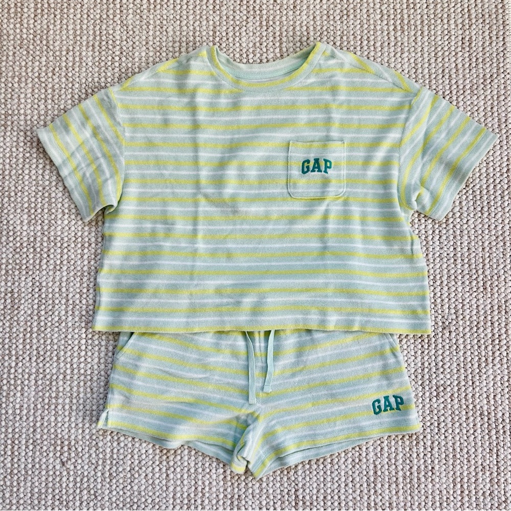 Green Striped Terrycloth Matching Set